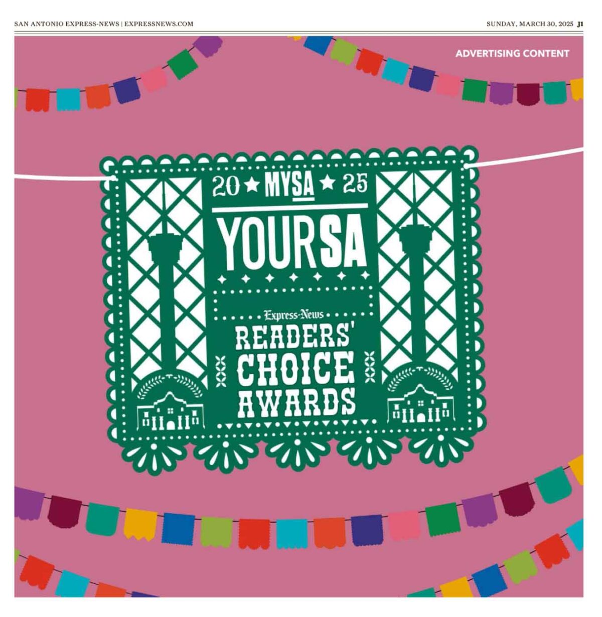 Your SA Reader's Choice Awards 2025 Papel Picado Graphic