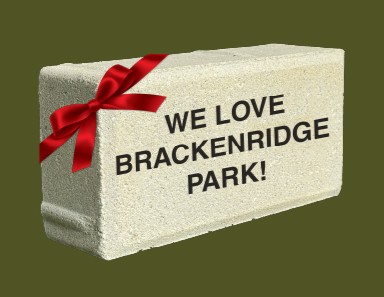 Commemorative inscribed brick that says "We Love Brackenridge Park!"