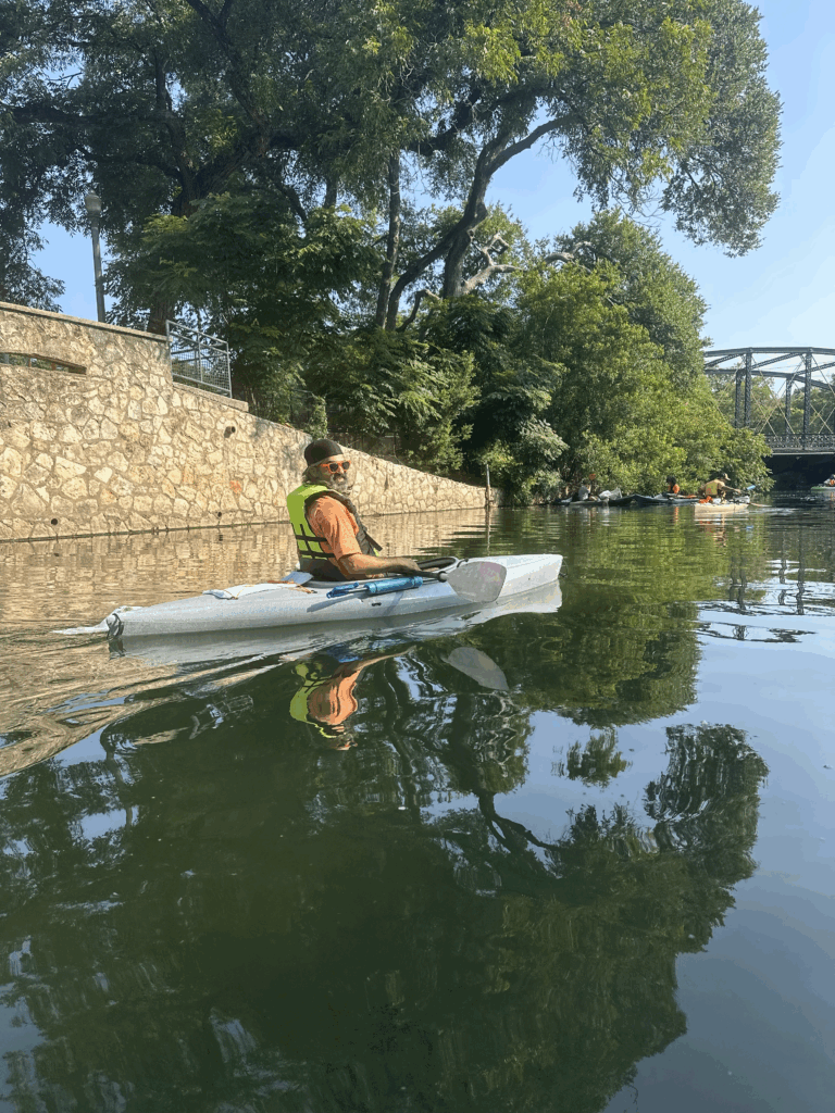 volunteer in kayak