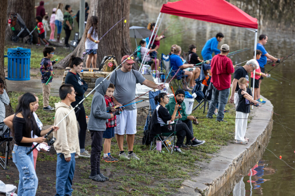 fishing along the river