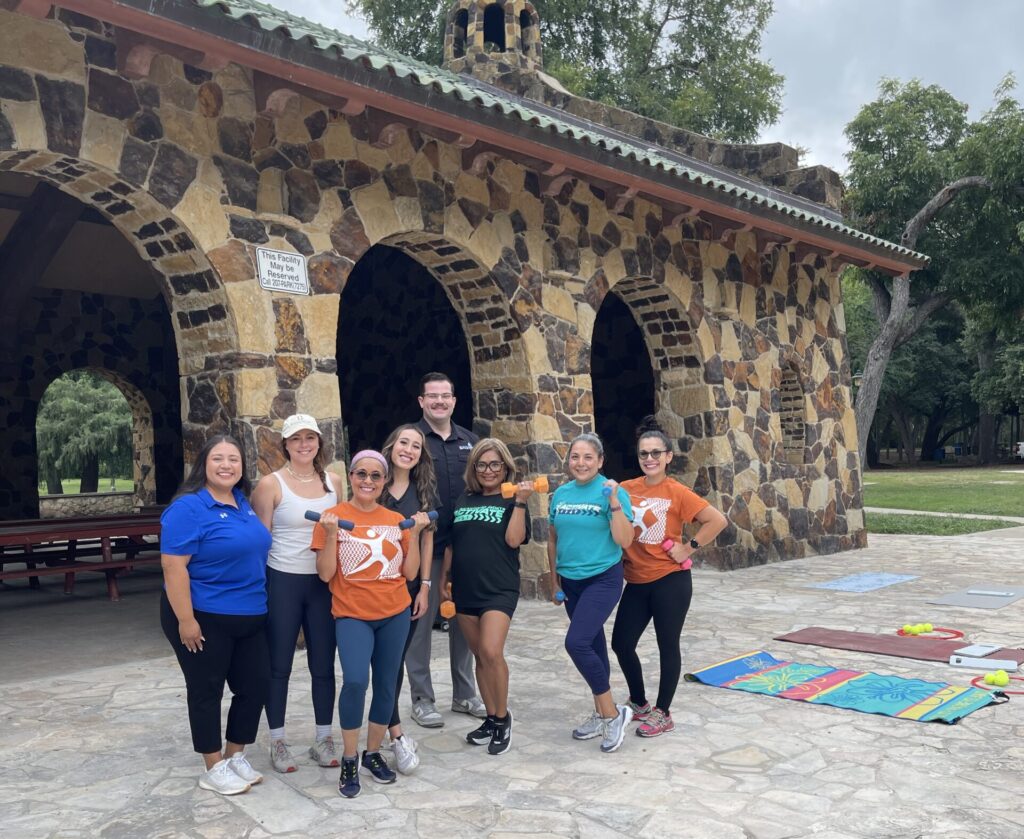Group at Joske Pavilion doing a Boot Camp Exercise class